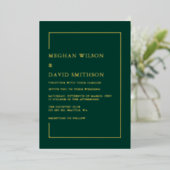 Elegante Calligraphy Emerald Green Gold Wedding Folieneinladung (Stehend vorne)