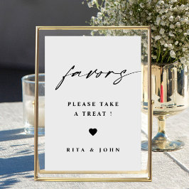 Elegante Calligraphy Fevor Wedding Table Sign Poster