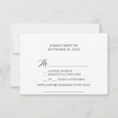 Elegante Calligraphy Floral Song Request RSVP Card Karte (Rückseite)