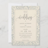 Elegante Calligraphy Floral Wedding Einladung (Vorderseite)