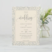 Elegante Calligraphy Floral Wedding Einladung (Stehend Vorderseite)