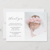 Elegante Calligraphy Foto Baby Shower Dankeskarte (Vorderseite)