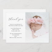 Elegante Calligraphy Foto Baby Shower Dankeskarte (Vorne/Hinten)