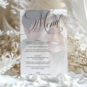 Elegante Calligraphy Foto Wedding Menu Card Einladung
