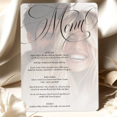 Elegante Calligraphy Foto Wedding Menu Card Einladung