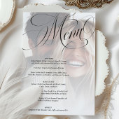 Elegante Calligraphy Foto Wedding Menu Card Einladung