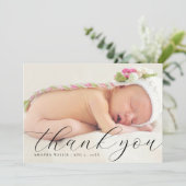 Elegante Calligraphy Full Foto Danke, dass Sie geb Ankündigung (Stehend Vorderseite)