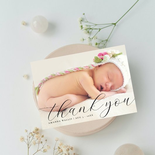 Elegante Calligraphy Full Foto Danke, dass Sie geb Ankündigung