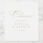 Elegante Calligraphy Gold Cheers Wedding Weinetikett (Einzelnes Label)