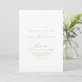 Elegante Calligraphy Gold Spanish Wedding Einladung (Stehend Vorderseite)