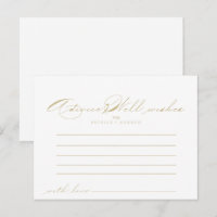 Elegante Calligraphy Gold Wedding Advice Card