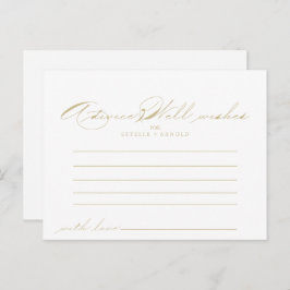 Elegante Calligraphy Gold Wedding Advice Card Postkarte