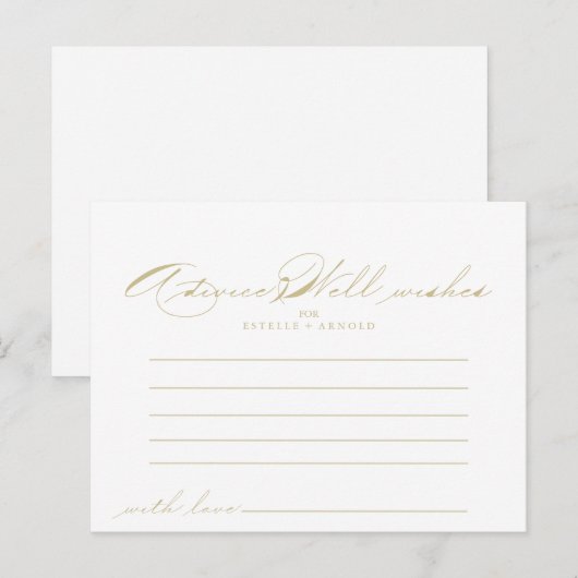 Elegante Calligraphy Gold Wedding Advice Card Postkarte (Vorne/Hinten)