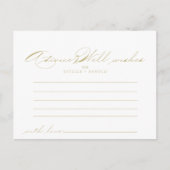 Elegante Calligraphy Gold Wedding Advice Card Postkarte (Vorderseite)