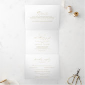 Elegante Calligraphy Gold Wedding Dreifach Gefaltete Einladung (Innenseite)