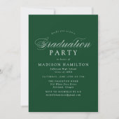 Elegante Calligraphy Green Foto Graduation Party Einladung (Vorderseite)