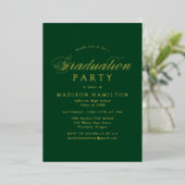 Elegante Calligraphy Green Foto Graduation Party Folieneinladung (Stehend vorne)