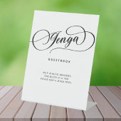 Elegante Calligraphy Jenga Gästebuch Wedding Sign Sockelschild