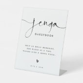 Elegante Calligraphy Jenga Gästebuch Wedding Sign Sockelschild (Vorderseite)