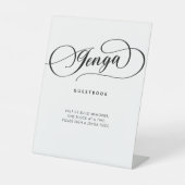 Elegante Calligraphy Jenga Gästebuch Wedding Sign Sockelschild (Vorderseite)