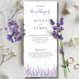 Elegante Calligraphy Lavender Blume Wedding Programm