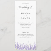 Elegante Calligraphy Lavender Blume Wedding Programm (Vorderseite)