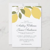Elegante Calligraphy Lemon Theme Wedding Einladung (Vorderseite)