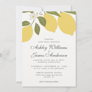 Elegante Calligraphy Lemon Theme Wedding Einladung