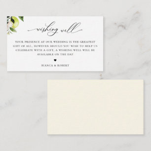 Elegante Calligraphy Lemon Wedding wünscht sich ei Begleitkarte
