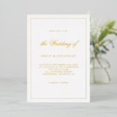 Elegante Calligraphy Line Border Wedding Real Folieneinladung (Stehend vorne)