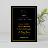 Elegante Calligraphy Luxe Black Gold Wedding Foil Folieneinladung (Stehend vorne)