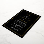 Elegante Calligraphy Luxe Black Gold Wedding Folieneinladung (Gedreht)