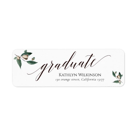 Elegante Calligraphy Magnolia Abschluss Adresse (Vorne)