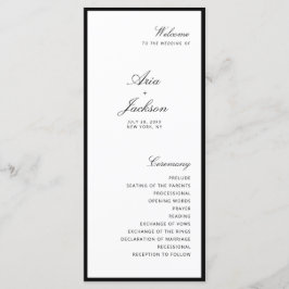 Elegante Calligraphy Modern Wedding Program Card Menükarte