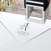 Elegante Calligraphy Monogram-Rücksendeadresse
