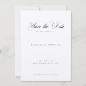 Elegante Calligraphy Monogram Schwarz-weiß Wedding Save The Date (Vorderseite)