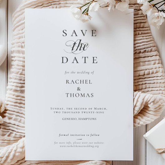 Elegante Calligraphy Monogram Schwarz-weiß Wedding Save The Date