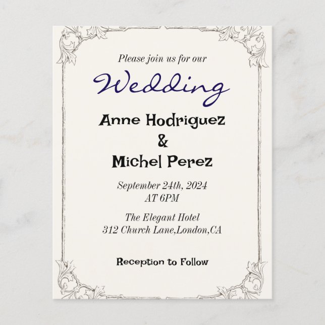 Elegante Calligraphy Monogram Wedding (Vorderseite)