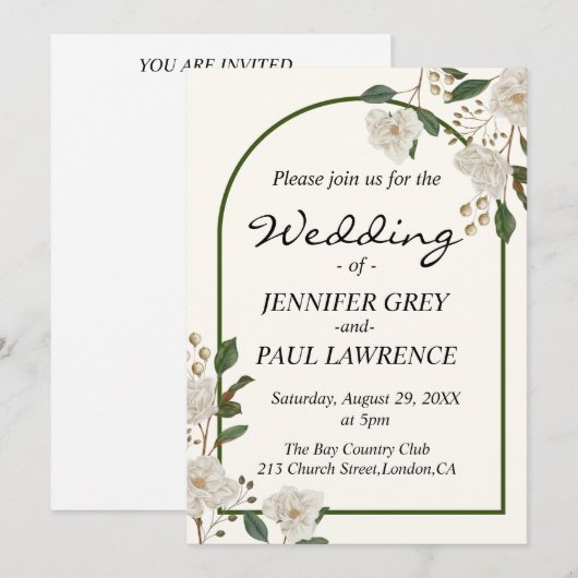 Elegante Calligraphy Monogram Wedding Einladung (Vorne/Hinten)