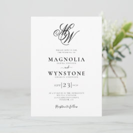 Elegante Calligraphy Monogram Wedding Einladung