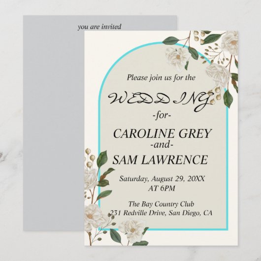 Elegante Calligraphy Monogram Wedding Einladung (Vorne/Hinten)