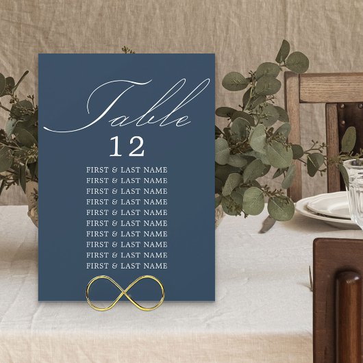 Elegante Calligraphy Navy Blue Table Seating Card Einladung