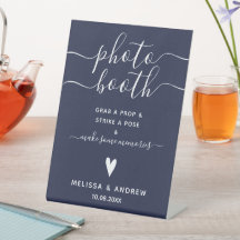 Elegante Calligraphy Navy Blue Wedding Fotobooth