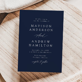 Elegante Calligraphy Navy Hochzeit Einladung