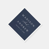 Elegante Calligraphy Navy Hochzeit Serviette (Ecke)