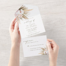 Elegante Calligraphy Pampas Grass Wedding