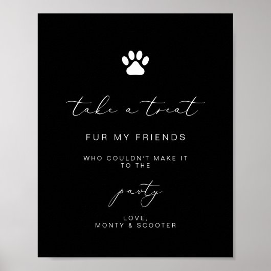 Elegante Calligraphy Pet Pawty Favor Plakatzeichen Poster (Vorne)