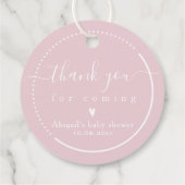 Elegante Calligraphy Pink Baby Shower Vielen Dank Geschenkanhänger (Rückseite)