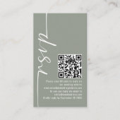 Elegante Calligraphy QR Code Sage Wedding RSVP Begleitkarte (Vorderseite)