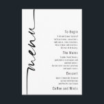 Elegante Calligraphy QR Code Wedding Menu Card Einladung<br><div class="desc">Eleganter QR Code Hochzeitsmenü Karte. Eine kleinere Größe 5 x 3, 5 Zoll. Stilvolle Set-Schrift wird auf der links Seite gedreht, mit allen Details stilvoll nach rechts mit viel Weiß für ein zeitgenössisches Ambiente. Einfach mit Ihren Daten personalisieren. Und ändern Sie die Farbe von Text und Hintergrund, wenn Sie möchten...</div>